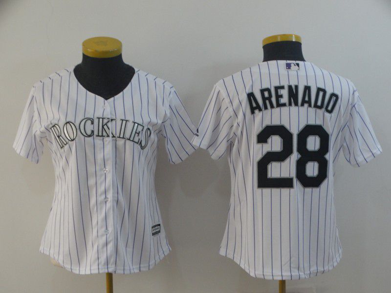 Women Colorado Rockies #28 Arenado White Game MLB Jersey->tampa bay rays->MLB Jersey